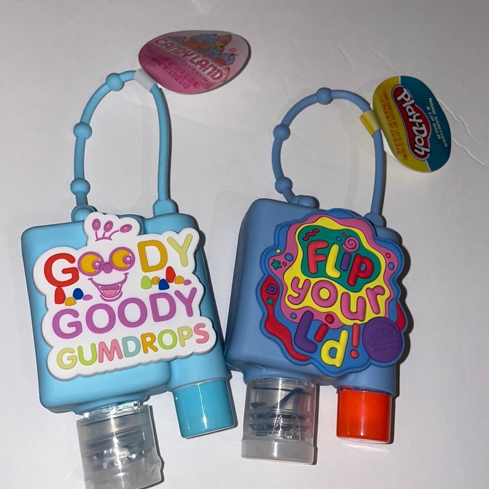 2 Candy land and play dough carrying case with hand sanitizer and lip balm NWT